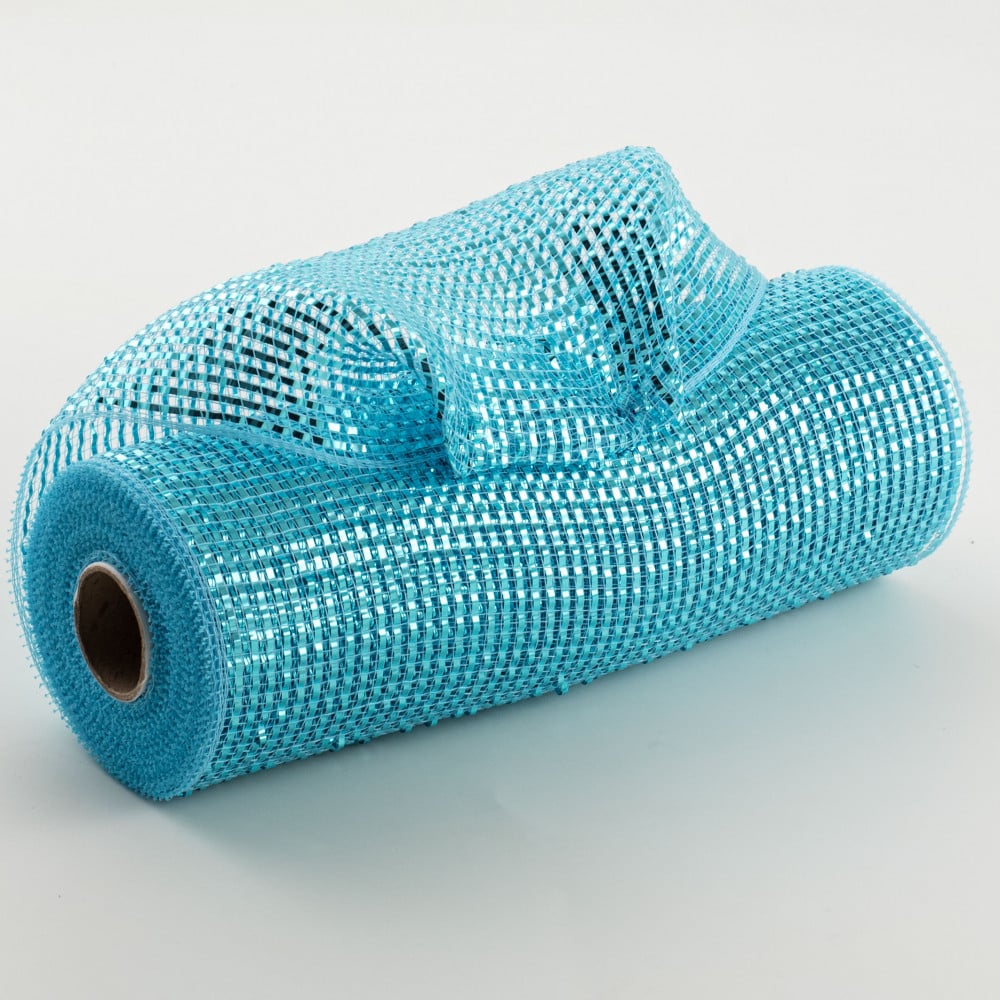 10 Poly Mesh Rolls: Deluxe Wide Foil Turquoise Blue [RE134144] 