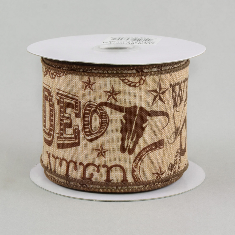 1.5 Cowhide Print Ribbon: Brown & Ivory (10 Yards) RG1689W6
