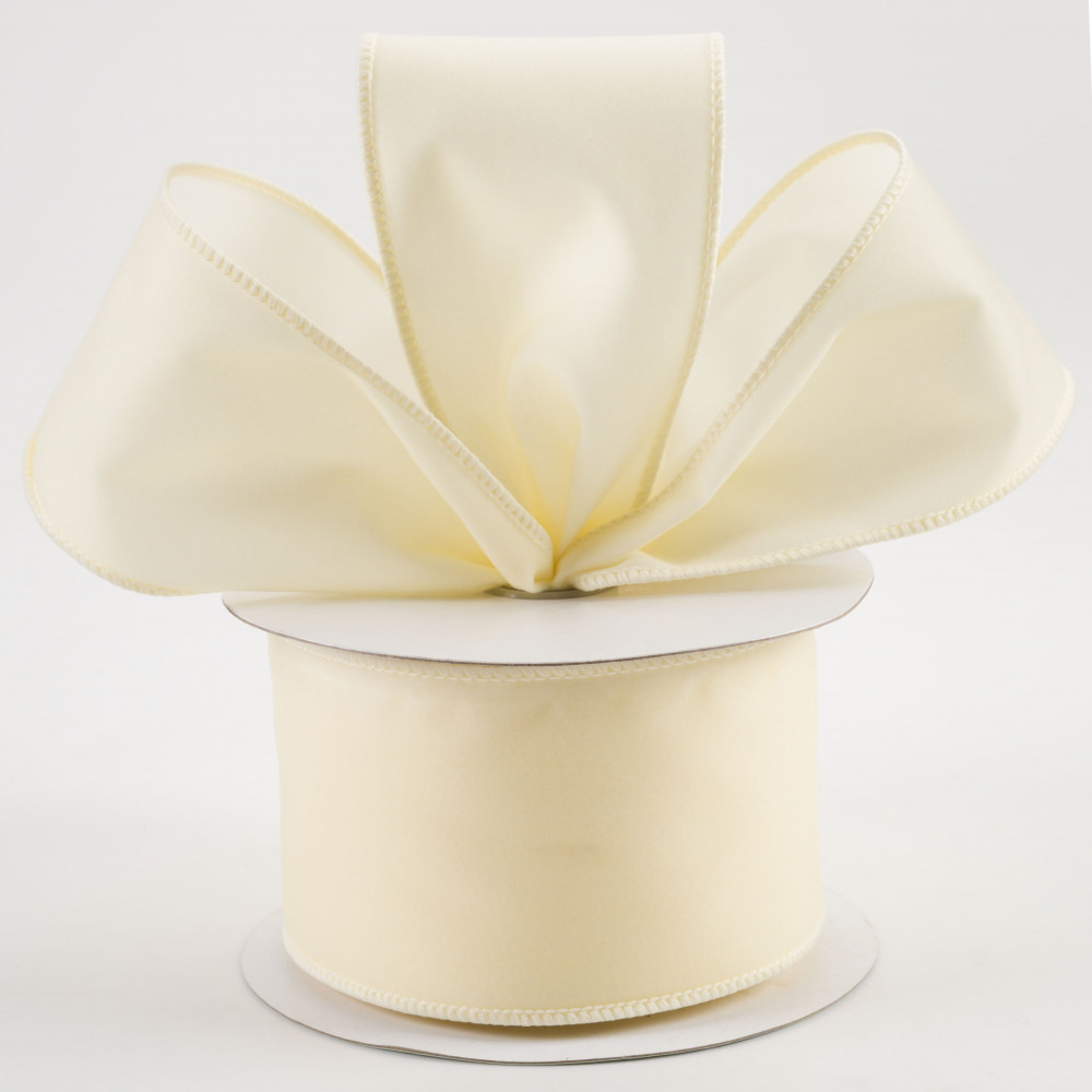 Versatile Velvet Creamy Ivory Indoor/Outdoor Wired Craft Ribbon 2 x 50 Yards