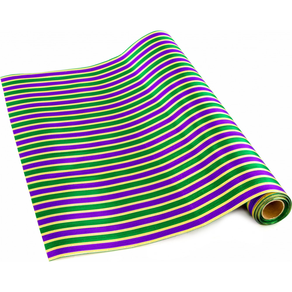19 Metallic Mardi Gras Striped Fabric Roll (5 Yards)