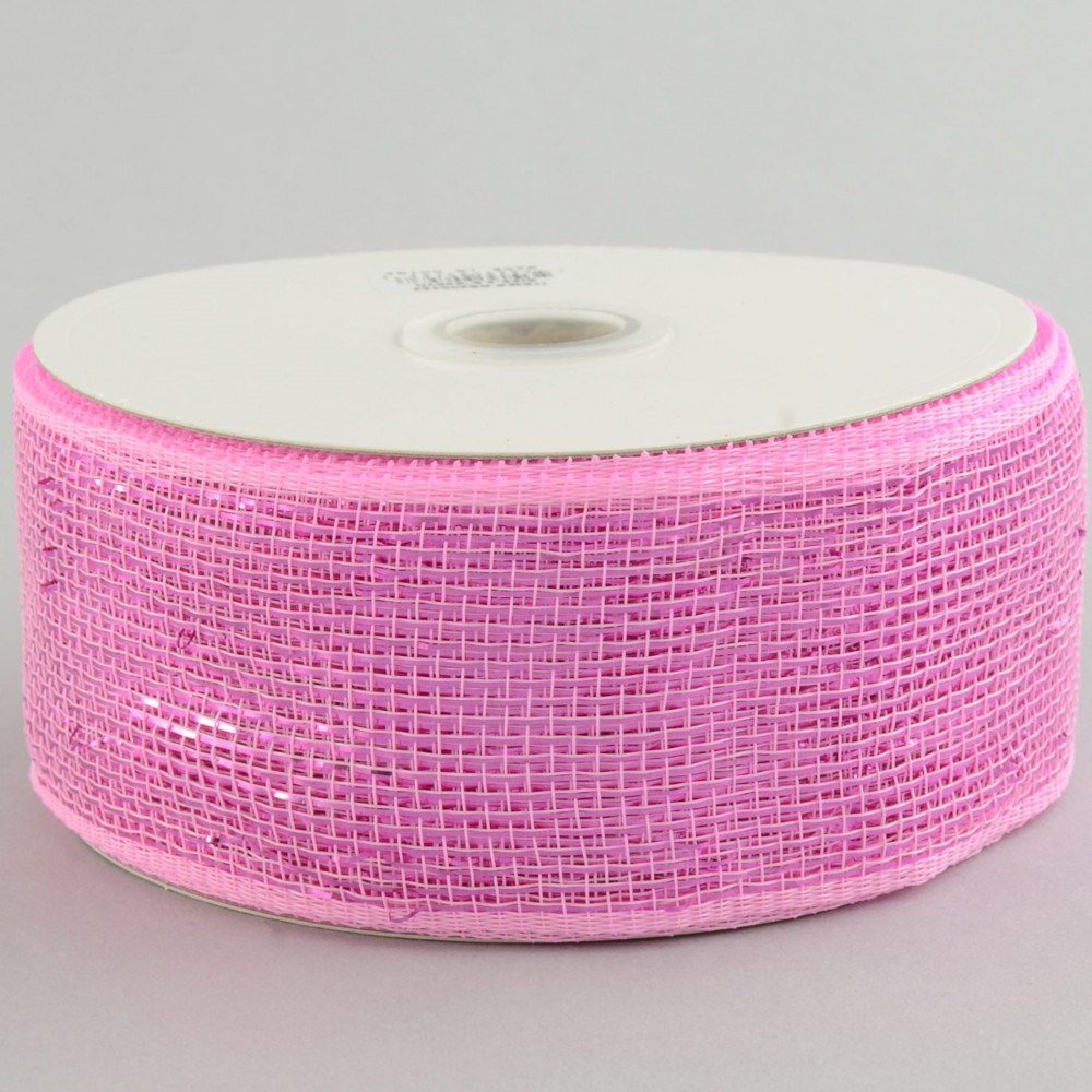 2.5 Poly Deco Mesh Ribbon: Metallic Pink [RS200422] 