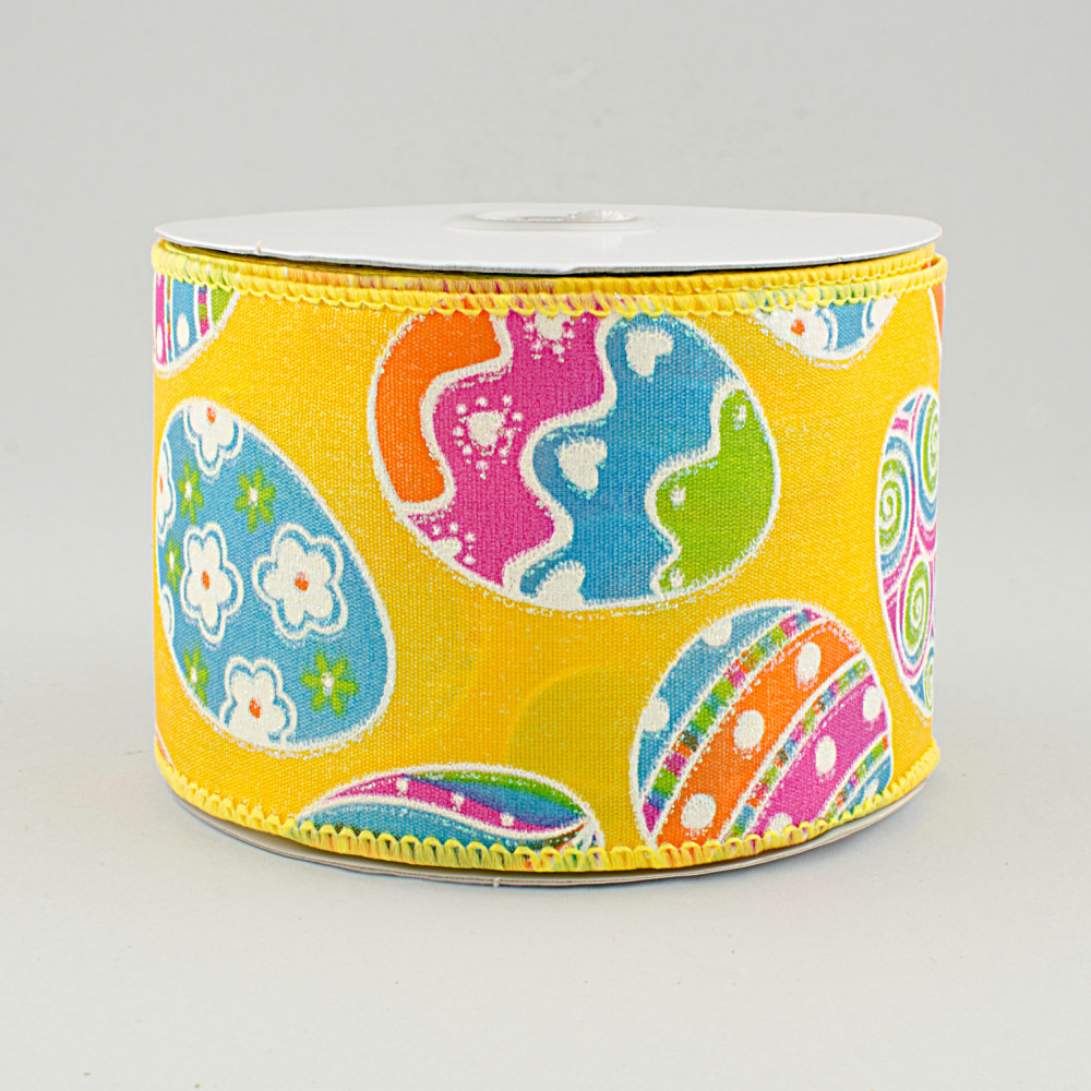 Download 2.5" Easter Eggs Ribbon: Yellow (10 Yards) SP655-4-04 - CraftOutlet.com