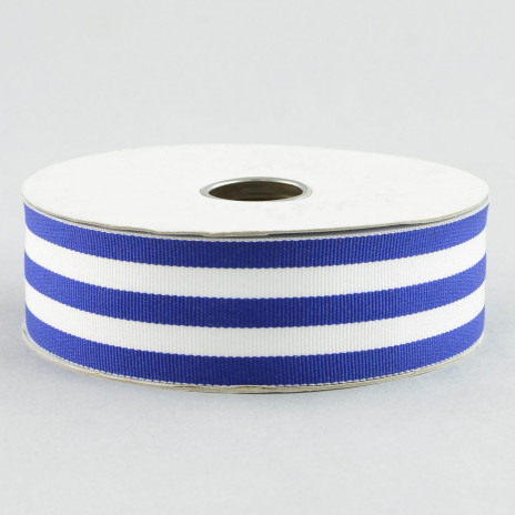 1.5" Royal Blue & White Striped Grosgrain Ribbon (25 Yards) [25103-050