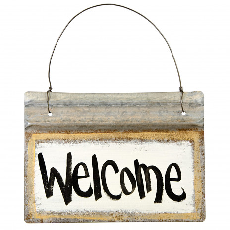 Reclaimed Tin Sign: Natural Welcome Sign (8