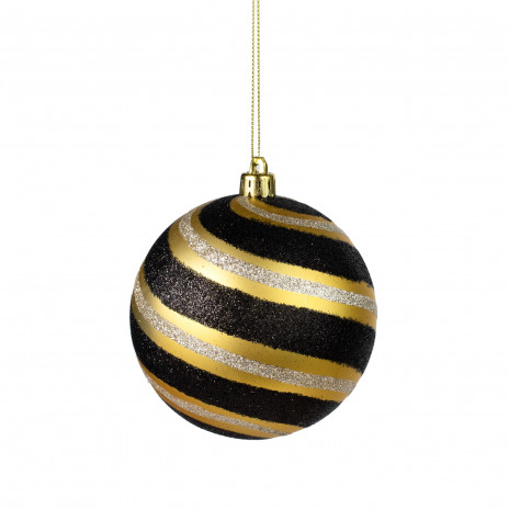 100MM Diagonal Glitter Stripe Ball Ornament: Gold, Black, Champagne ...