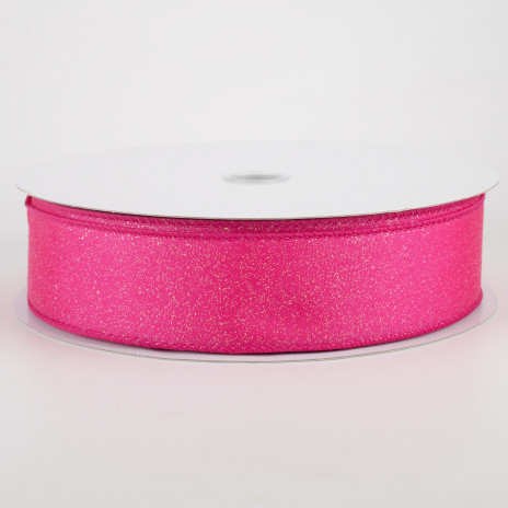 Iridescent Glitter On Satin 2.5 Wired Ribbon - Light Pink