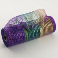 2.5 Glitter Diagonal Plaid Ribbon: Purple Mardi Gras (10 Yards)