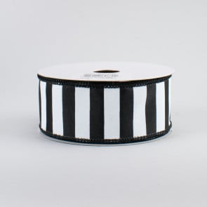 4 Faux Linen Wired Black & White Stripe Ribbon by Celebrate It™