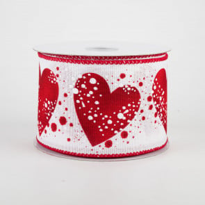Valentines Ribbon, Valentines Day Ribbon, Red and White Hearts Ribbon,  Ribbon for Wreaths, Wreath Supplies, RG0164067, Ribbon for Bows