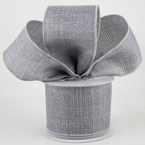 2.5 Wired Light GRAY Ribbon 5 yards Gorgeous GREY linen Ribbon, Luxe Canvas