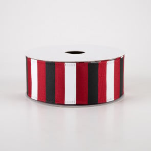 1.5 Fuzzy Stripes Ribbon: Pink & White (10 Yards)