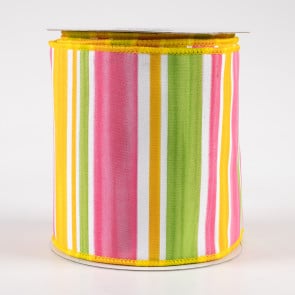7/8 Horizontal Thin Stripes Ribbon: Pale Pink & White (10 Yards)