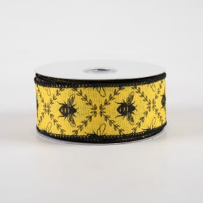 Wired Ribbon * Classic Honey Bee * Sun Yellow and Black Canvas * 2.5 x 10  Yards * RGE1747N6