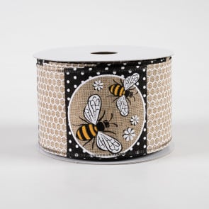 1.5 Bumble Bee Ribbon: White Satin RG1632