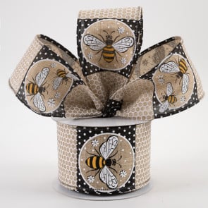 Reliant 1.5 x 10yd. Wired Bumble Bees Ribbon