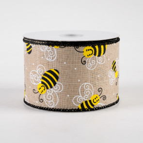 10 Yards - 2.5” Bumblebee Ribbon with Swiss Dot Edges – foxwreathsupplies