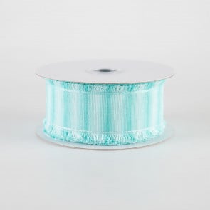 Mint - Organza Ribbon Two Striped Satin Edge - ( 1 - 1/2 Inch