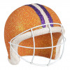 Football Helmet Ornament: Orange, Purple & White (4")