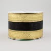 2.5" Metallic Stripe Ribbon: Black & Gold (10 Yards)