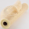 21" Poly Deco Mesh: Wide Foil Metallic Gold With Cream
