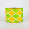 2.5" Harlequin Diamond Ribbon: Yellow & Lime (10 Yards)