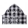 12" Metal Embossed Hanger: Black & White Buffalo Plaid Barn