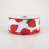 The Ribbon People White and Red Strawberry on the Vine Garden Wired Craft  Ribbon 1.5 x 27 Yards
