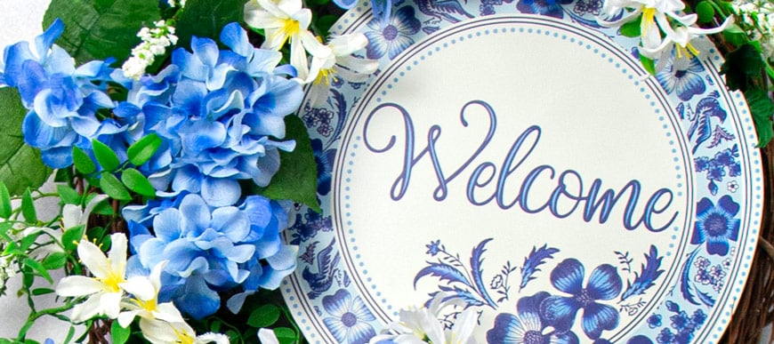 Welcome Blue Floral